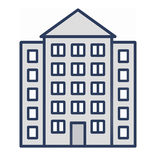 a large tall grey apartment house