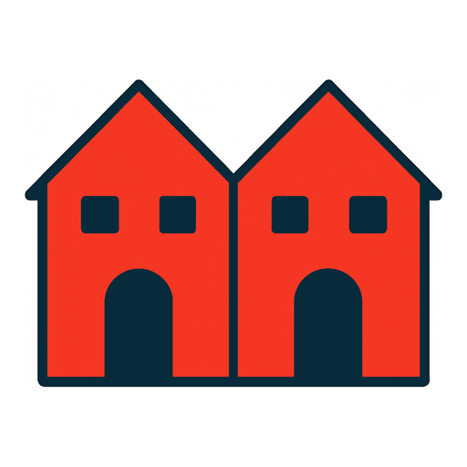 two red houses side by side