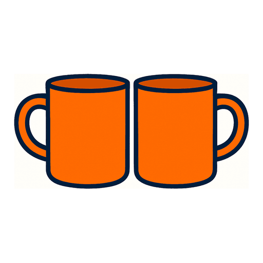 two orange mugs