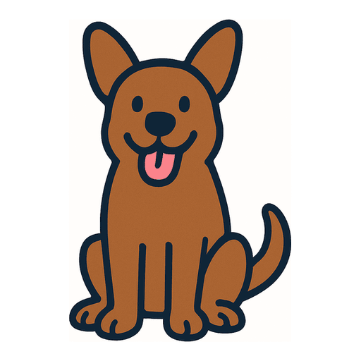 a grinning dog with its tongue out